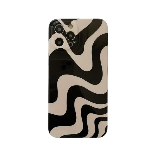 Black and White Wavy Design Phone Case